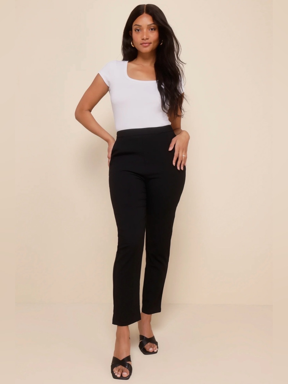 NWT Lulu’s Black High-Rise Straight Leg Trousers Pants - XL